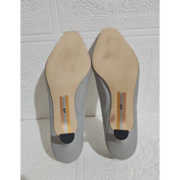 Sam Edelman Rika Leather Pump Heels Womens 10 Square Toe Grey - Picture 8 of 16